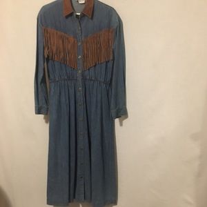 Leather and Denim Dress Size 8